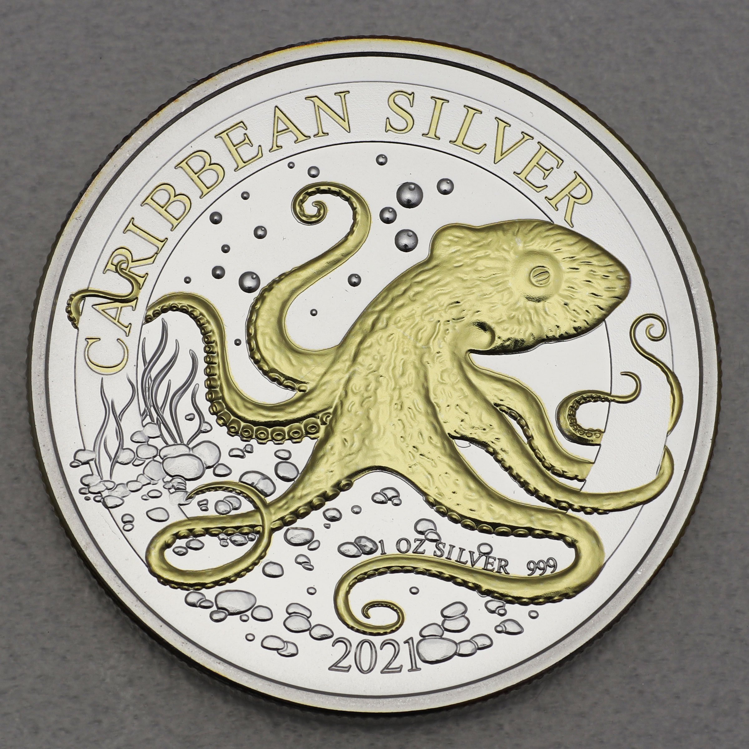 Silbermünze 1oz "Octopus 2021" (vergoldet) Caribbean Silver (Barbados) - Hauptansicht