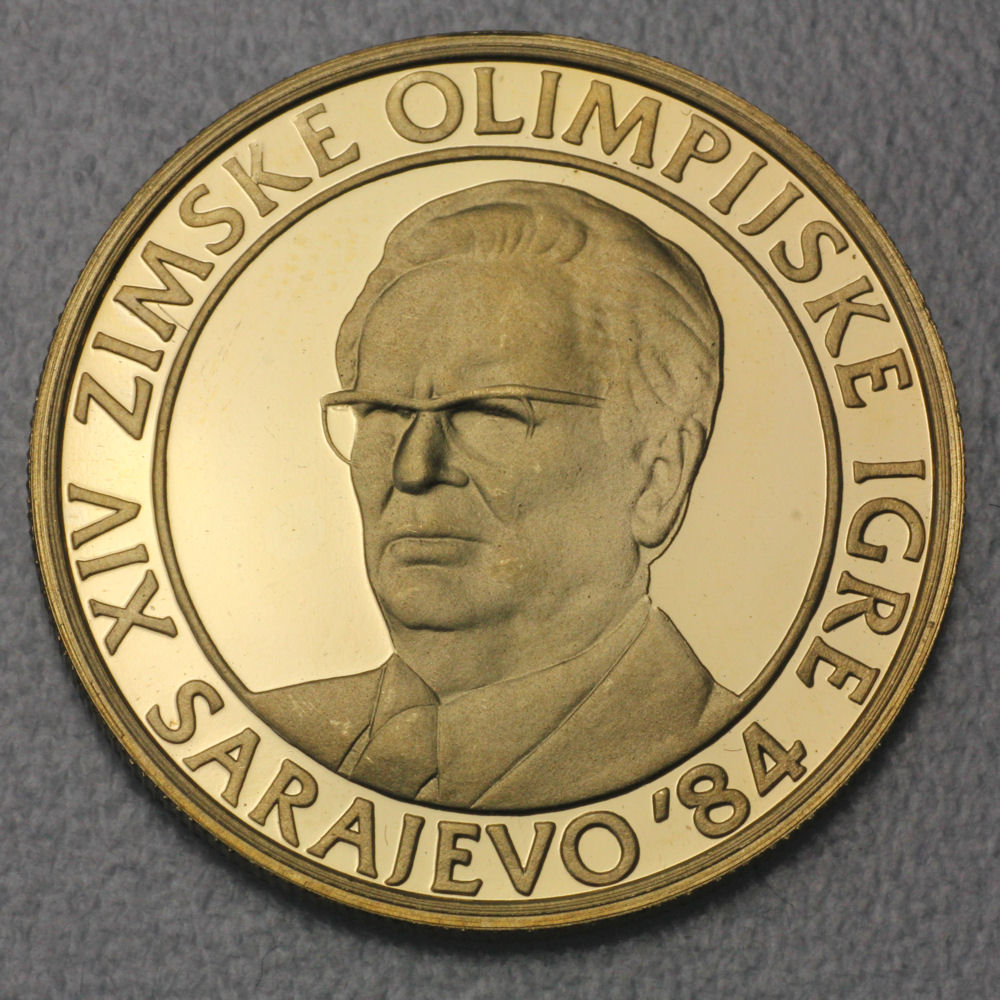 Goldmünze 5000 Dinar "Tito" 1983 (PP) Olympische Winterspiele Sarajewo (Jugoslawien) - Hauptansicht
