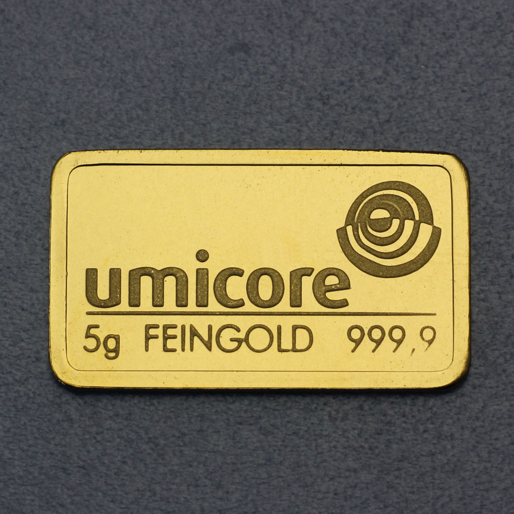 Goldbarren 5g UMICORE Resale - Hauptansicht