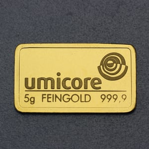 Goldbarren 5g UMICORE Resale - Hauptansicht
