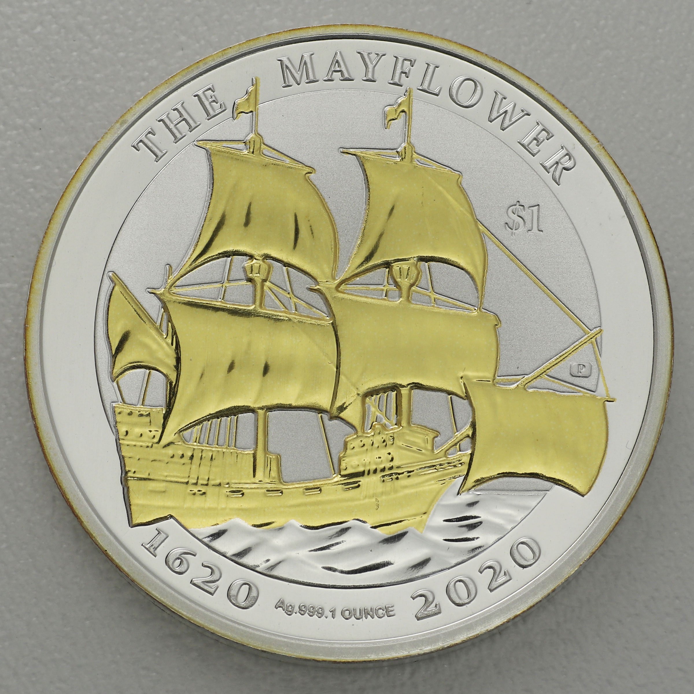 Silbermünze 1oz "The Mayflower" 2020 (vergoldet) 400th Anniversary (Britische Jungferninseln) - Hauptansicht