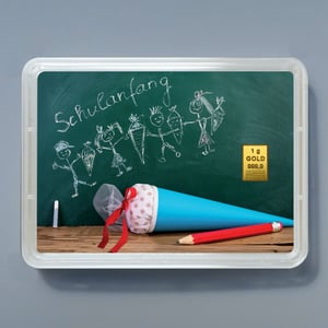Goldbarren 1g "Zum Schulanfang" (Motivbox) - Miniaturansicht 1