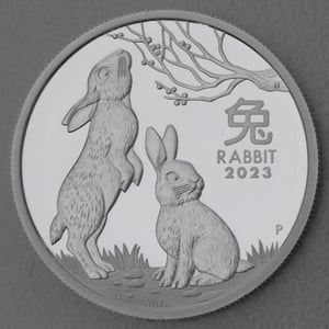 Silbermünze 1/2oz "Hase" 2023 (PP) Lunar III – Year of the Rabbit (Australien) - Miniaturansicht 1