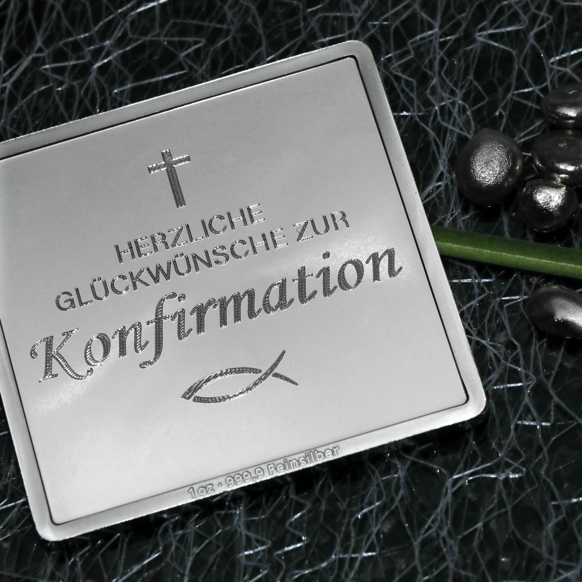 Silberbarren 1oz "Konfirmation" Gravurbarren quadratisch - Detailansicht 5