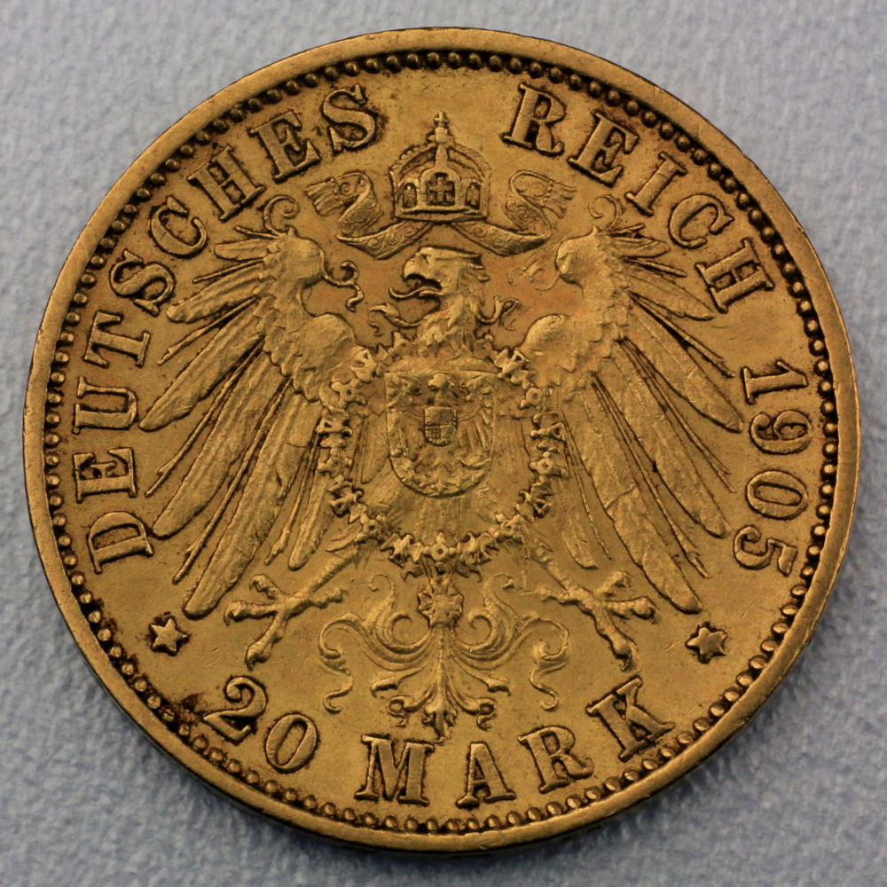 Goldmünze 20 Mark "König Wilhelm II." (Württemberg) - Detailansicht 1