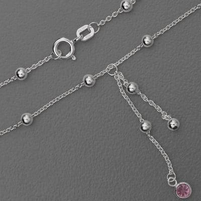 Silber-Fußkette 925er "Kugelkette / Zirkonia pink" (Sterling) - Miniaturansicht 1