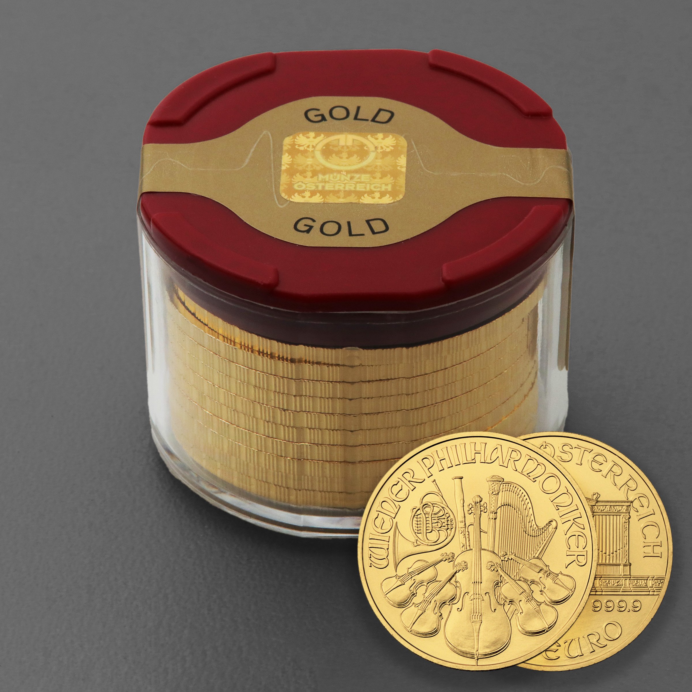 Goldmünze 10 x 1oz "Wiener Philharmoniker" aktueller Jahrgang Tube (Österreich) - Hauptansicht