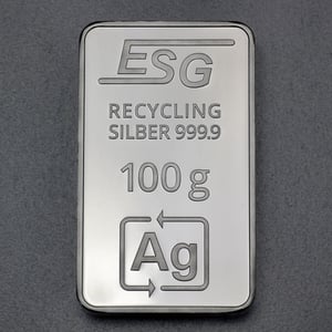 Silberbarren 100g ESG geprägt gravierbar Recyclingsilber - Hauptansicht