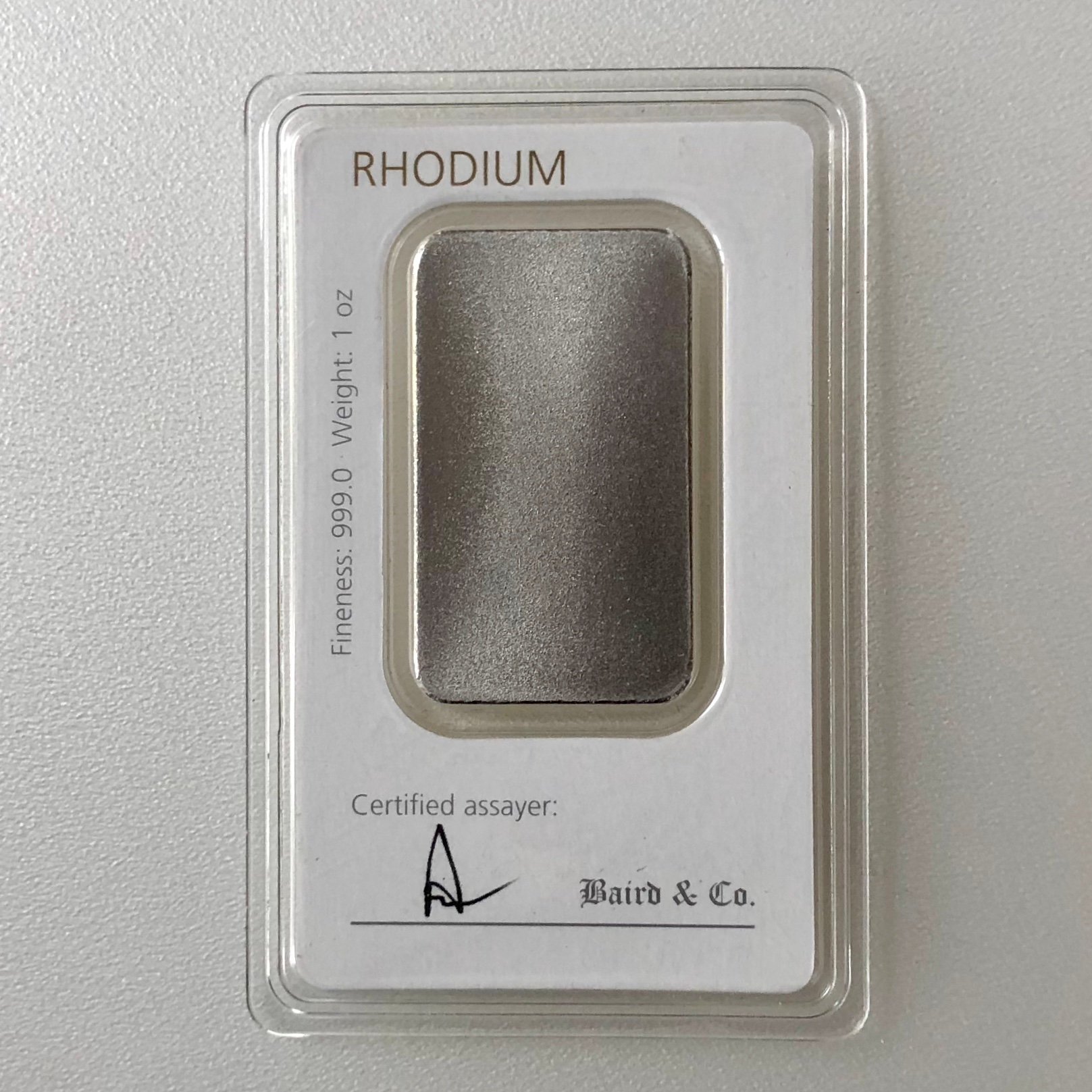 Rhodiumbarren 1oz DEGUSSA (999 Rh), geprägt - Detailansicht 1