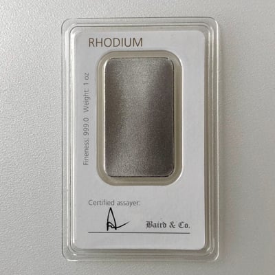 Rhodiumbarren 1oz DEGUSSA (999 Rh), geprägt - Miniaturansicht 2
