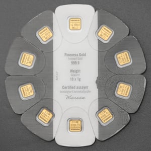 Goldbarren "MultiDisc" (10x 1g Gold) HERAEUS - Miniaturansicht 2