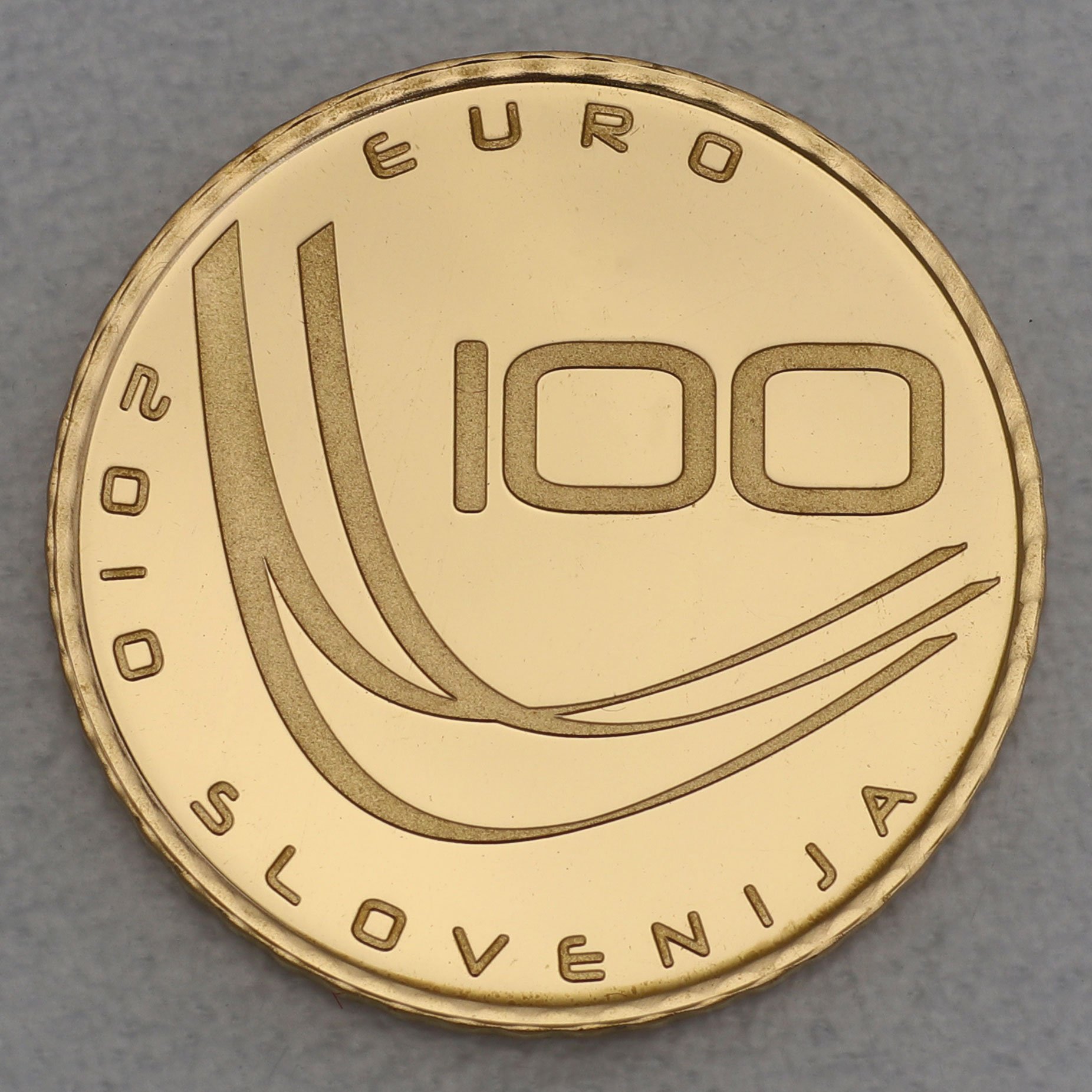 Goldmünze "100 Euro" 2010 Skiflug Weltmeisterschaft Planica (Slowenien) - Detailansicht 1