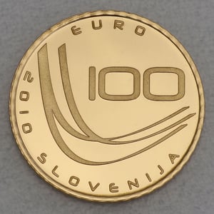 Goldmünze "100 Euro" 2010 Skiflug Weltmeisterschaft Planica (Slowenien) - Miniaturansicht 2