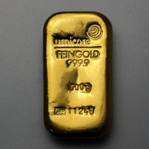 Goldbarren 500g UMICORE gegossen - Hauptansicht