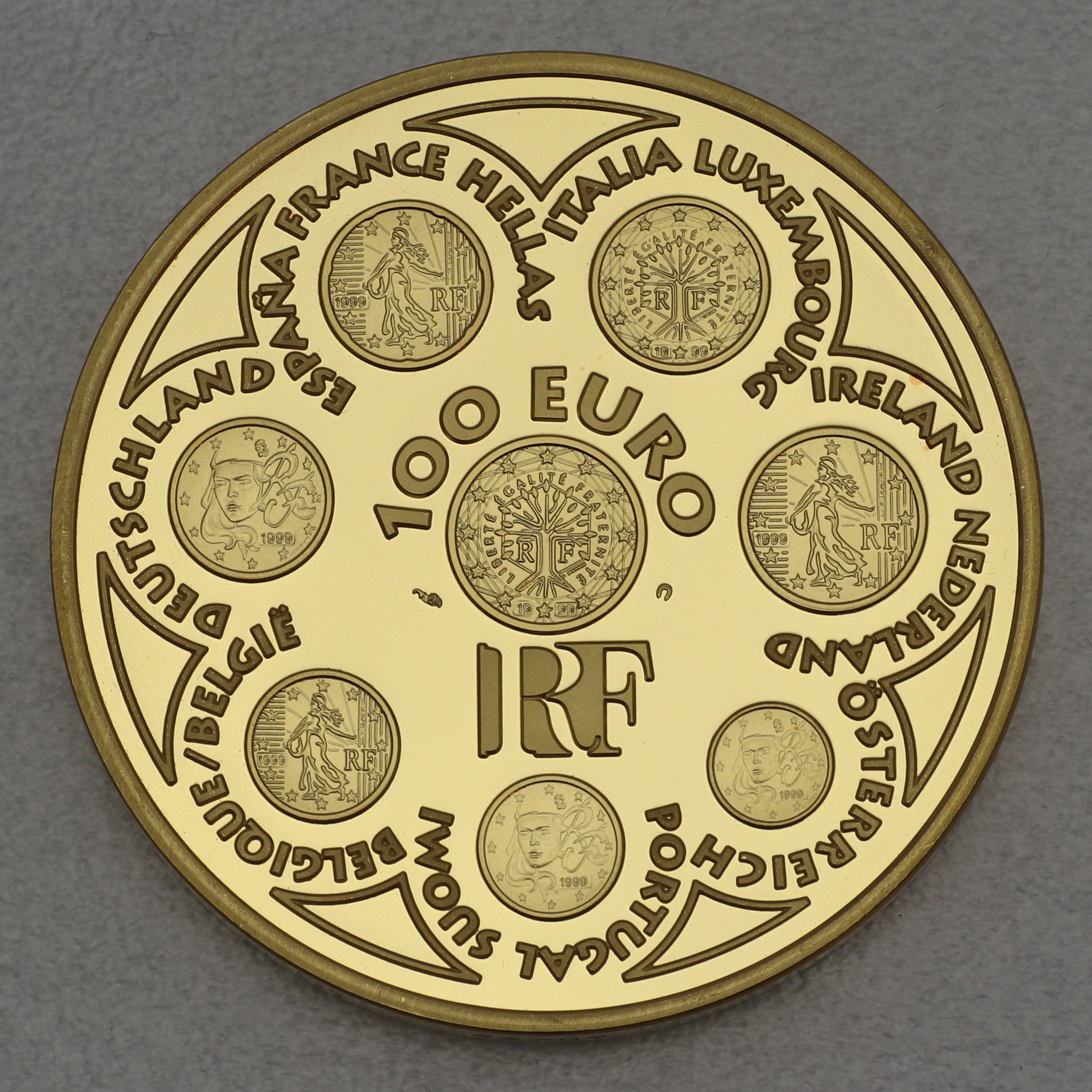 Goldmünze 100 Euro "First Collector Euro" 2002 (Frankreich) - Hauptansicht