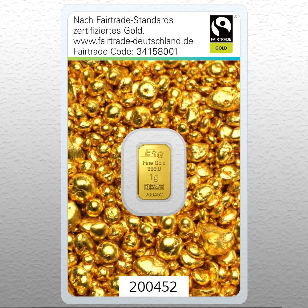 Goldbarren 1g "Fairtrade Gold" (999,9 Au), Blister - Hauptansicht