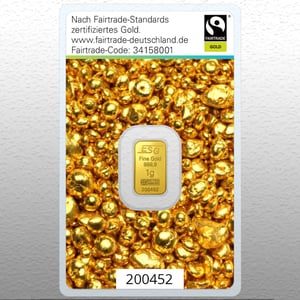 Goldbarren 1g "Fairtrade Gold" (999,9 Au), Blister - Hauptansicht
