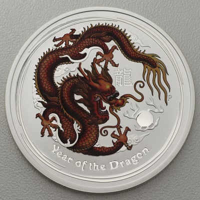 Silbermünze 1oz "Drache" 2012 (koloriert) Lunar II – Year of the Dragon (Australien) - Miniaturansicht 10