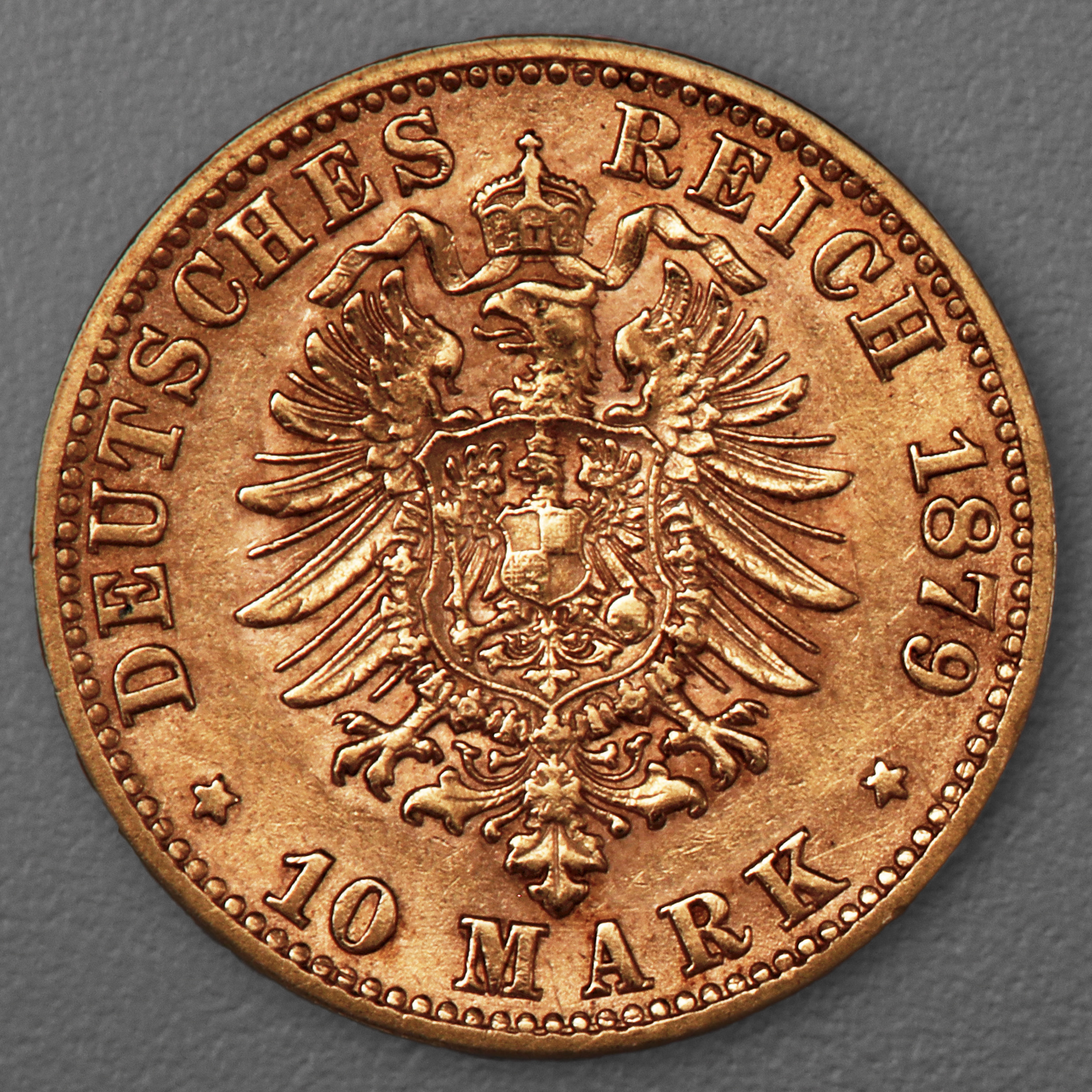 Goldmünze 10 Mark "Wilhelm I." 1879-C J.245 (Preußen) - Detailansicht 1