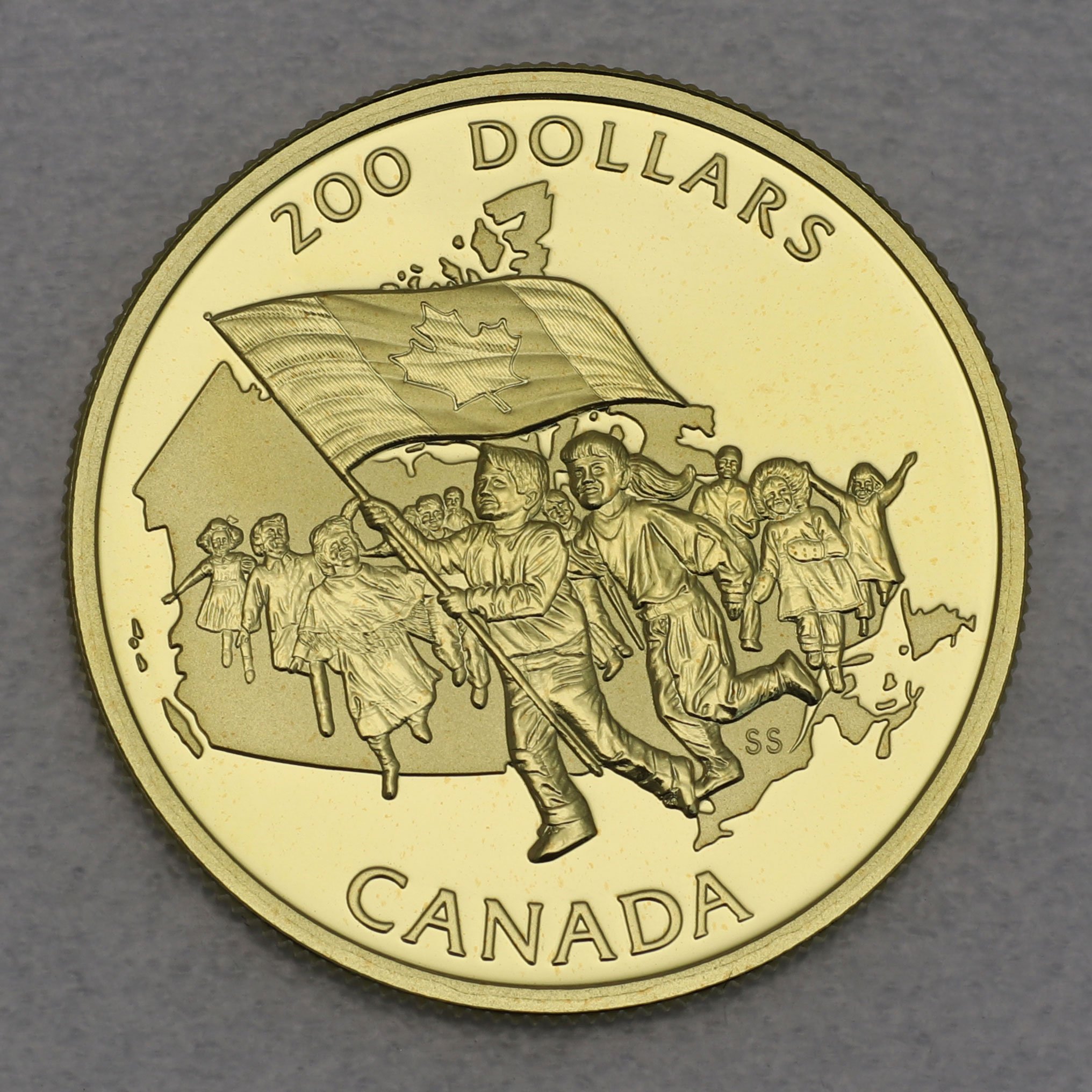 Goldmünze 200 Dollar "Kanad. Flagge" 1990 (Kanada) - Hauptansicht