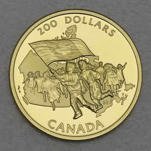 Goldmünze 200 Dollar "Kanad. Flagge" 1990 (Kanada) - Hauptansicht