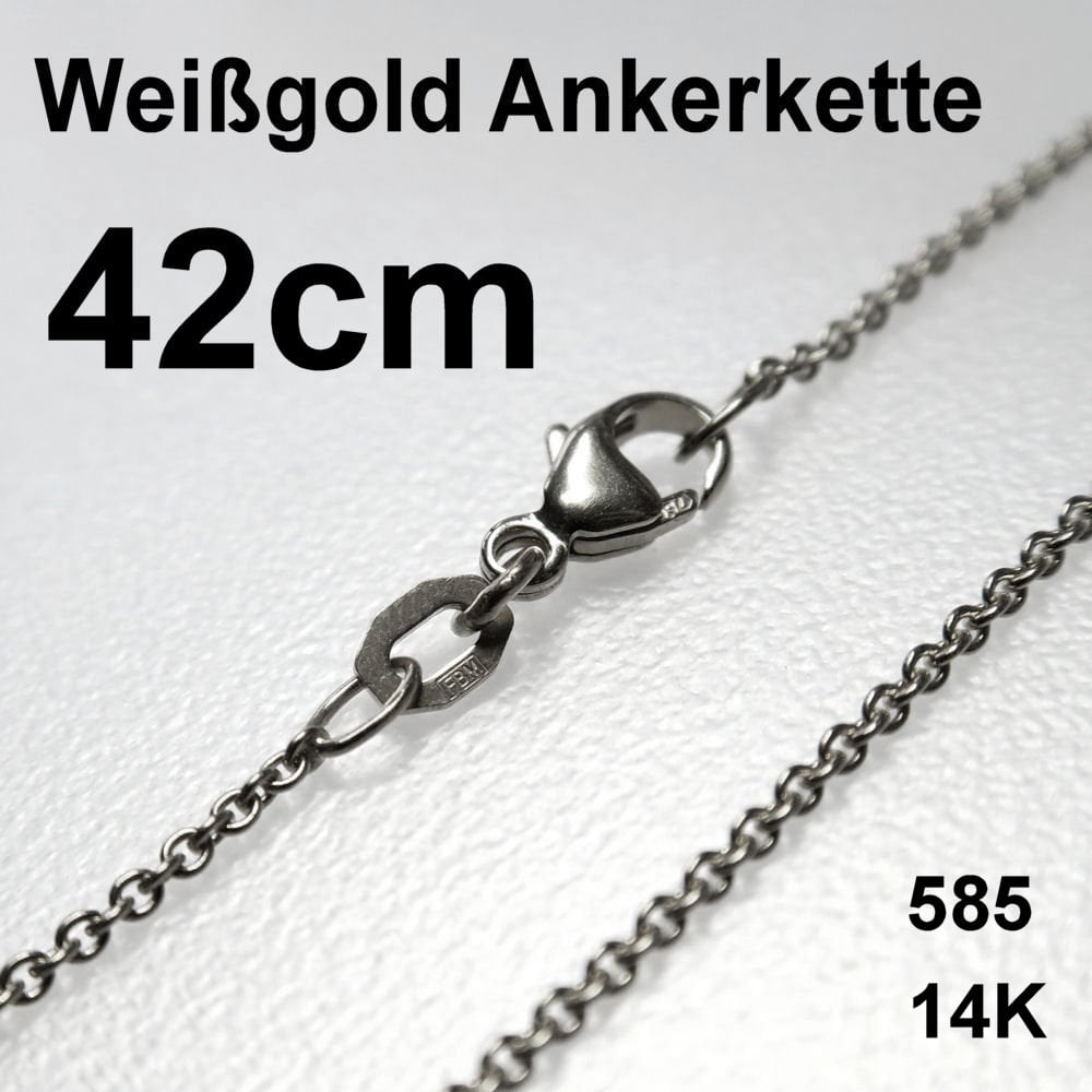 Weißgoldkette 585er/42 cm "Anker-Form" (14 kt WG) - Hauptansicht