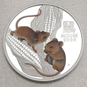 Silbermünze 1oz "Maus" 2020 (koloriert) Lunar III – Year of the Mouse (Australien) - Miniaturansicht 1