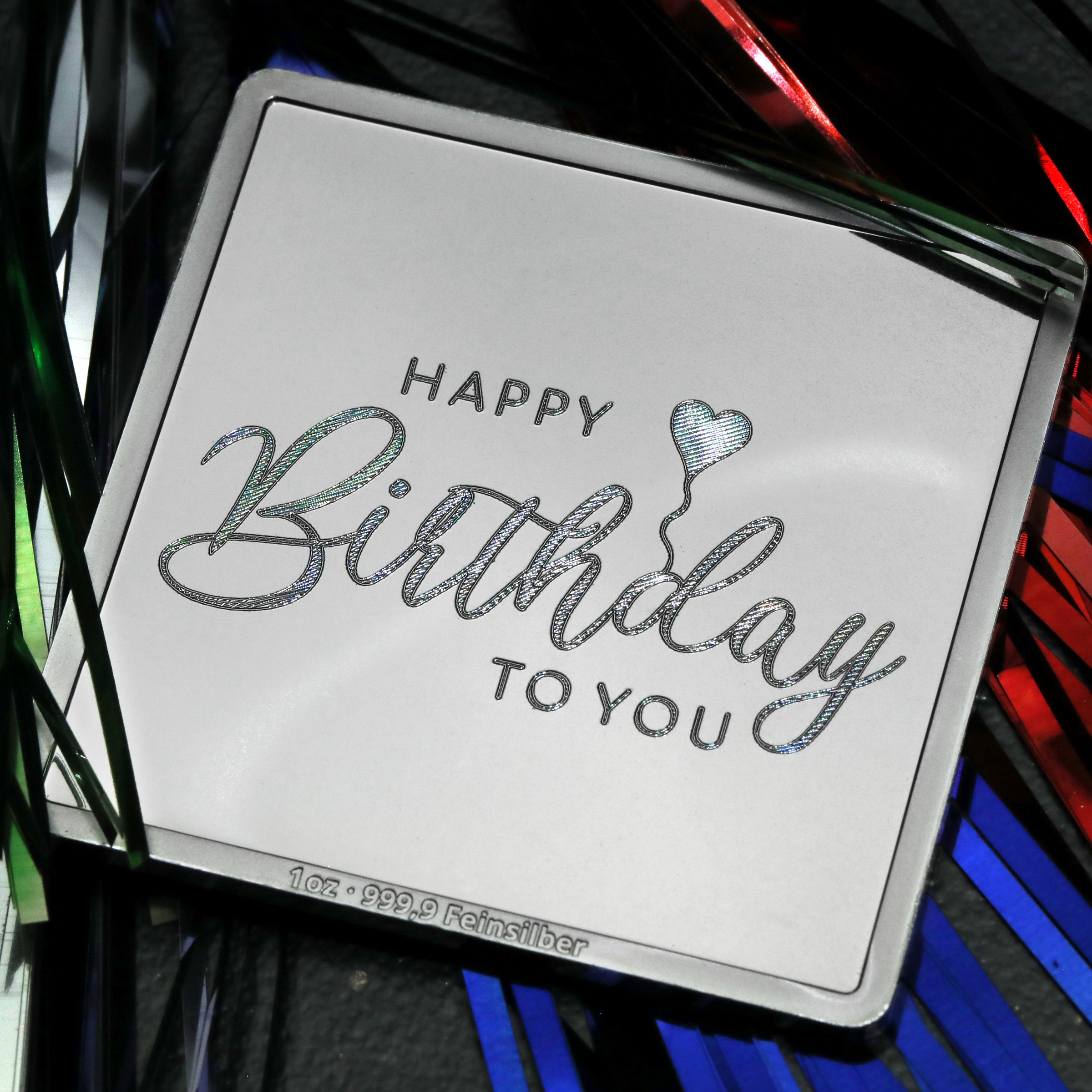 Silberbarren 1oz "Happy Birthday" Gravurbarren quadratisch - Detailansicht 5