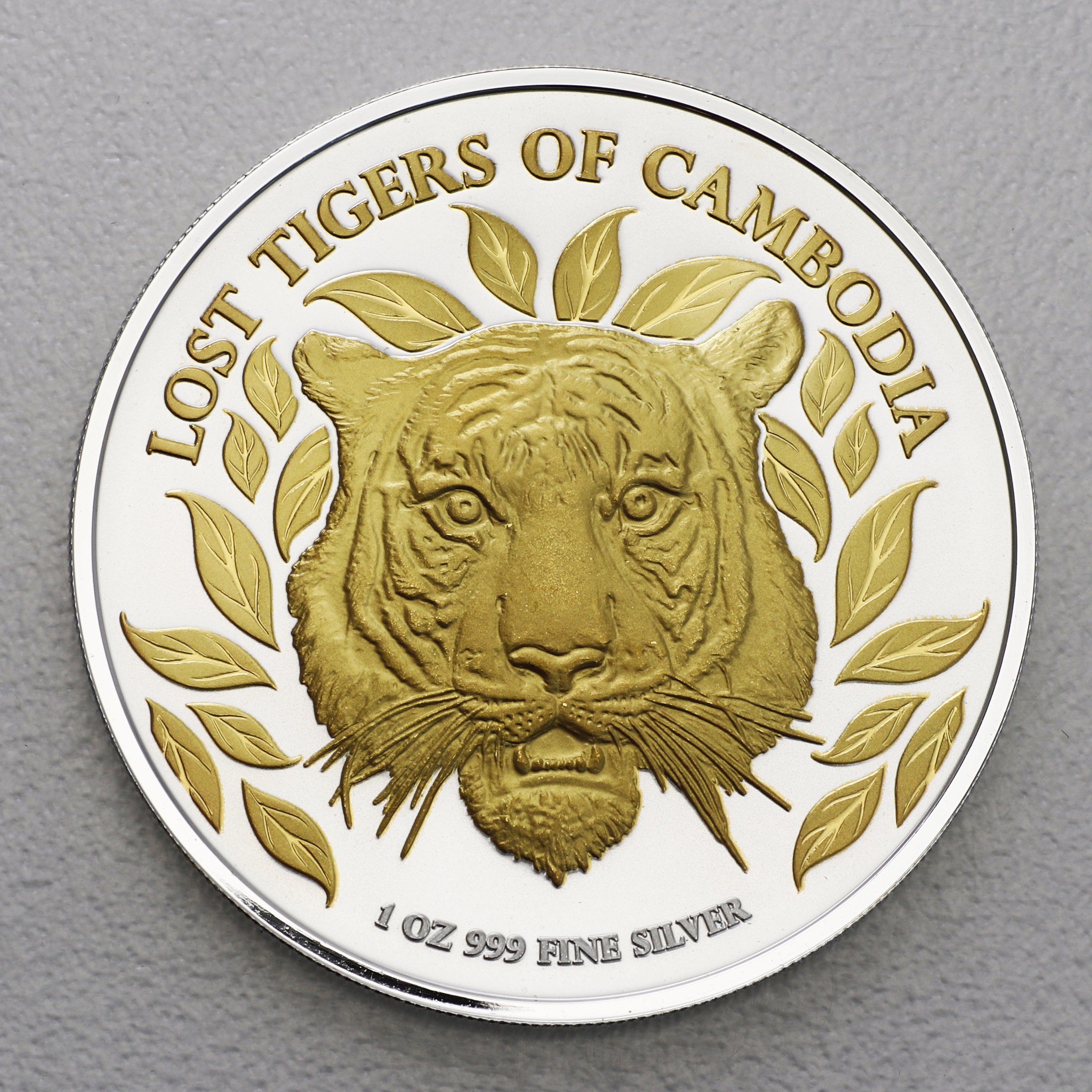 Silbermünze 1oz "Lost Tigers of Cambodia" 2022 (vergoldet) (Kambodscha) - Hauptansicht