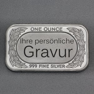 Silber 3-D Barren "Gravur-Rose" 1oz, gegossen - Miniaturansicht 3