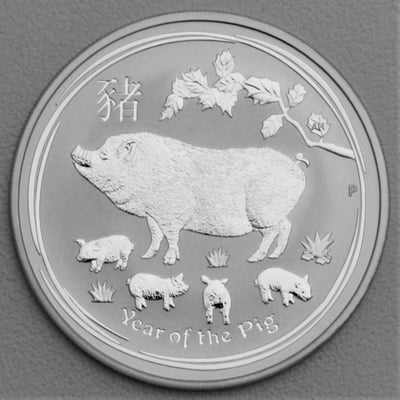 Silbermünze 1oz "Schwein" 2019 Lunar II – Year of the Pig 19% (Australien) - Miniaturansicht 1