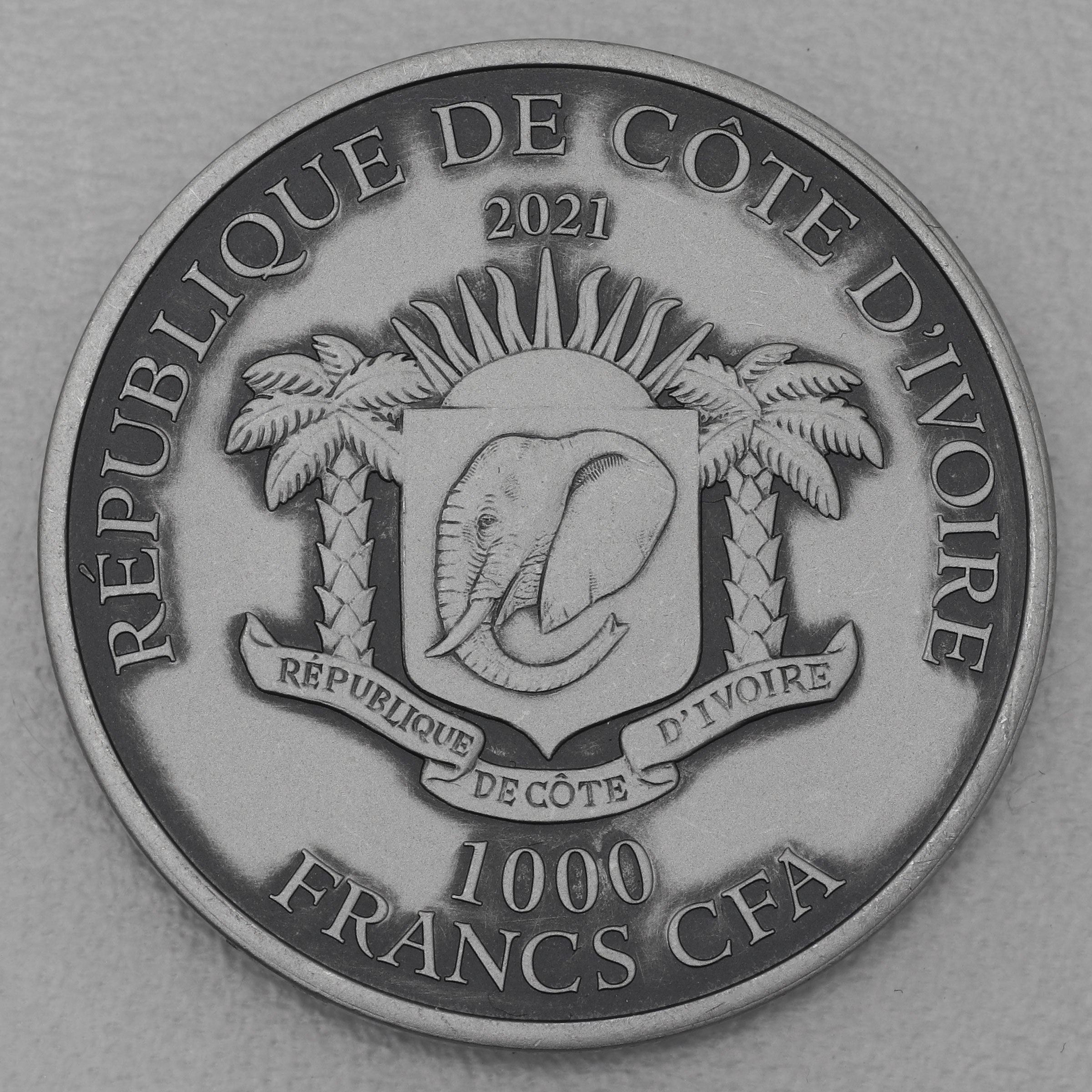 Silbermünze 1oz "Löwe" 2021 Antik Finish HR Big Five (Elfenbeinküste) - Detailansicht 1
