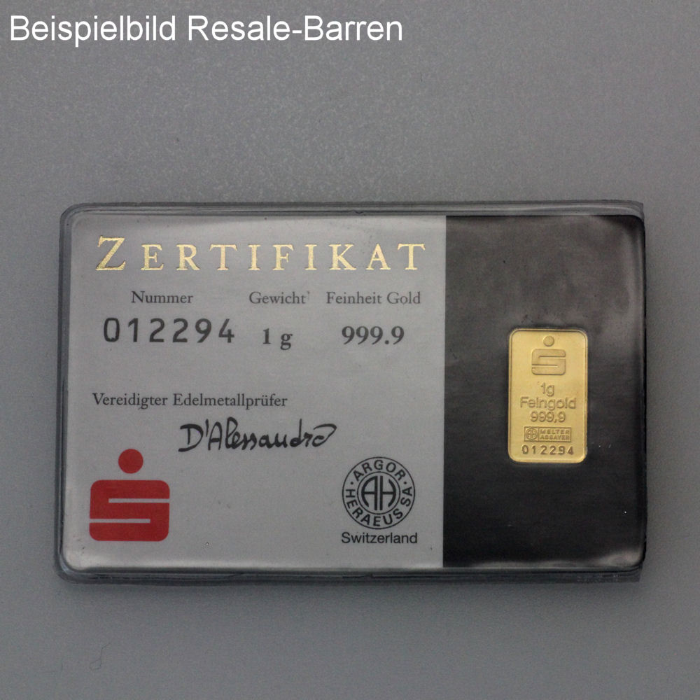 Goldbarren 1g "Resale" (div. Hersteller) - Detailansicht 6