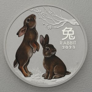 Silbermünze 1oz "Hase" 2023 (koloriert) Lunar III – Year of the Rabbit (Australien) - Miniaturansicht 1