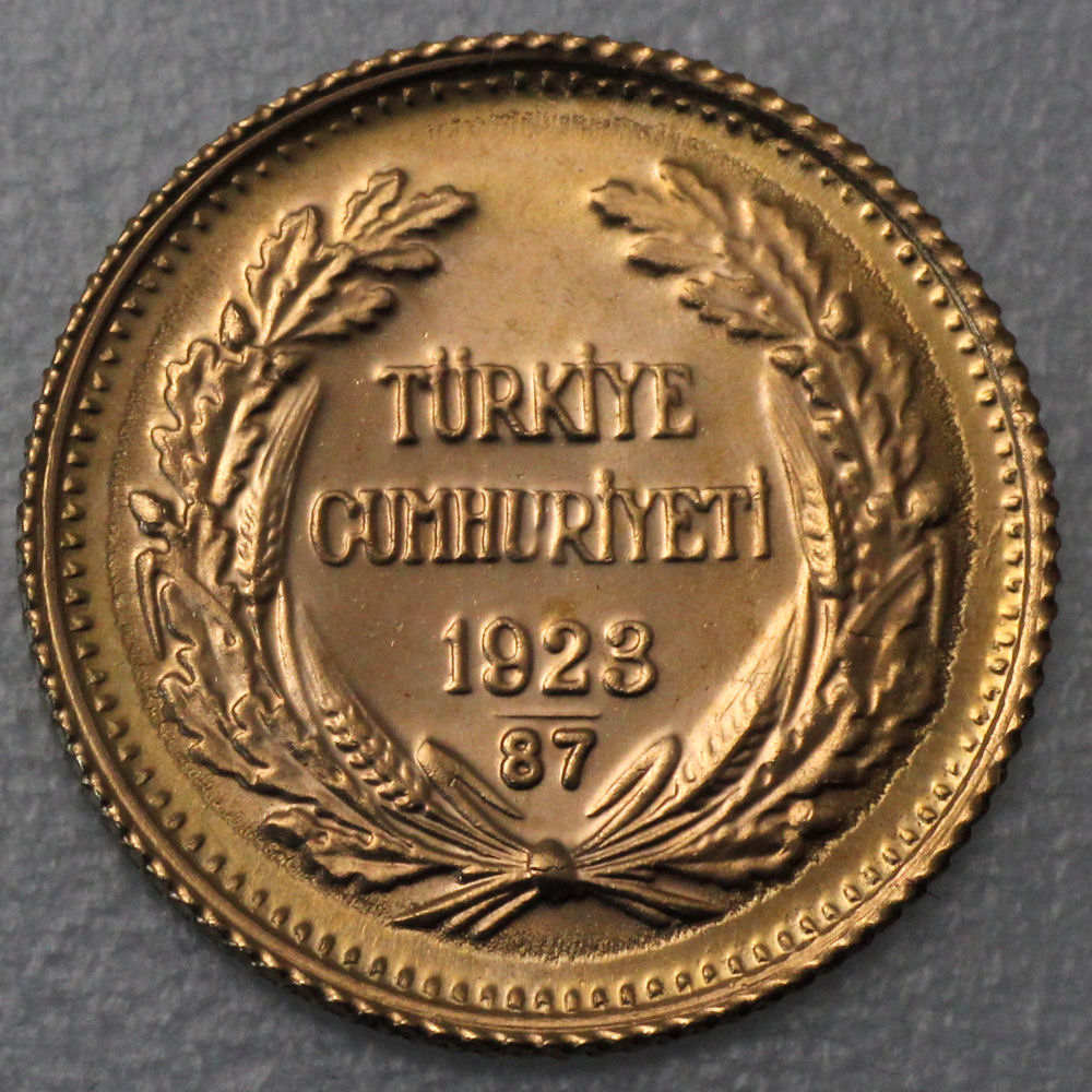Goldmünze 25 Piaster "Atatürk/Inonu" (Türkei) - Detailansicht 1