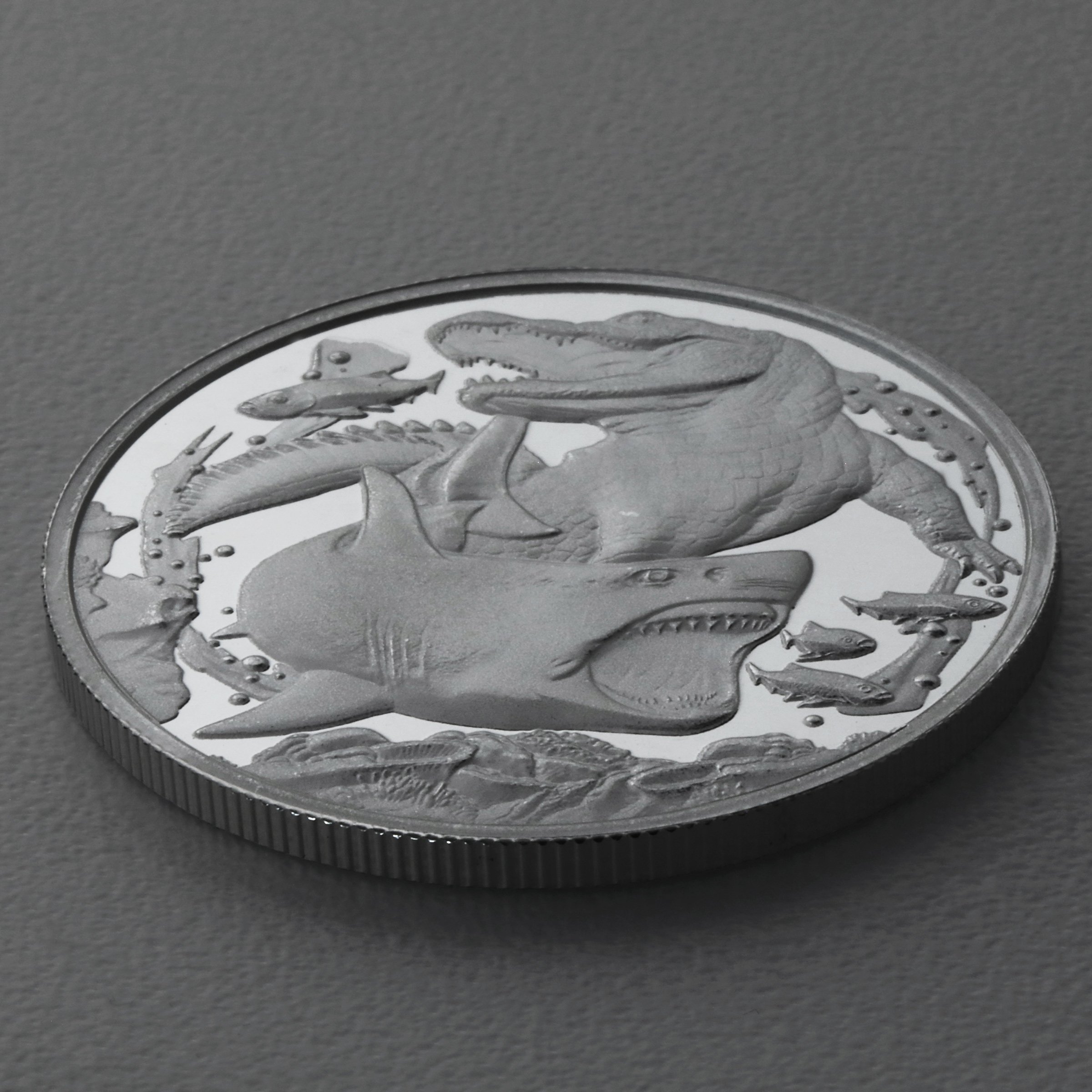 Silbermünze 1oz "Shark vs. Crocodile 2022" Apex Predators 19% (Niue) - Detailansicht 2