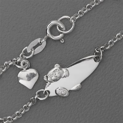 Silber Kinder-Armband 925er "Teddy" gravierbar (Sterling) - Miniaturansicht 1