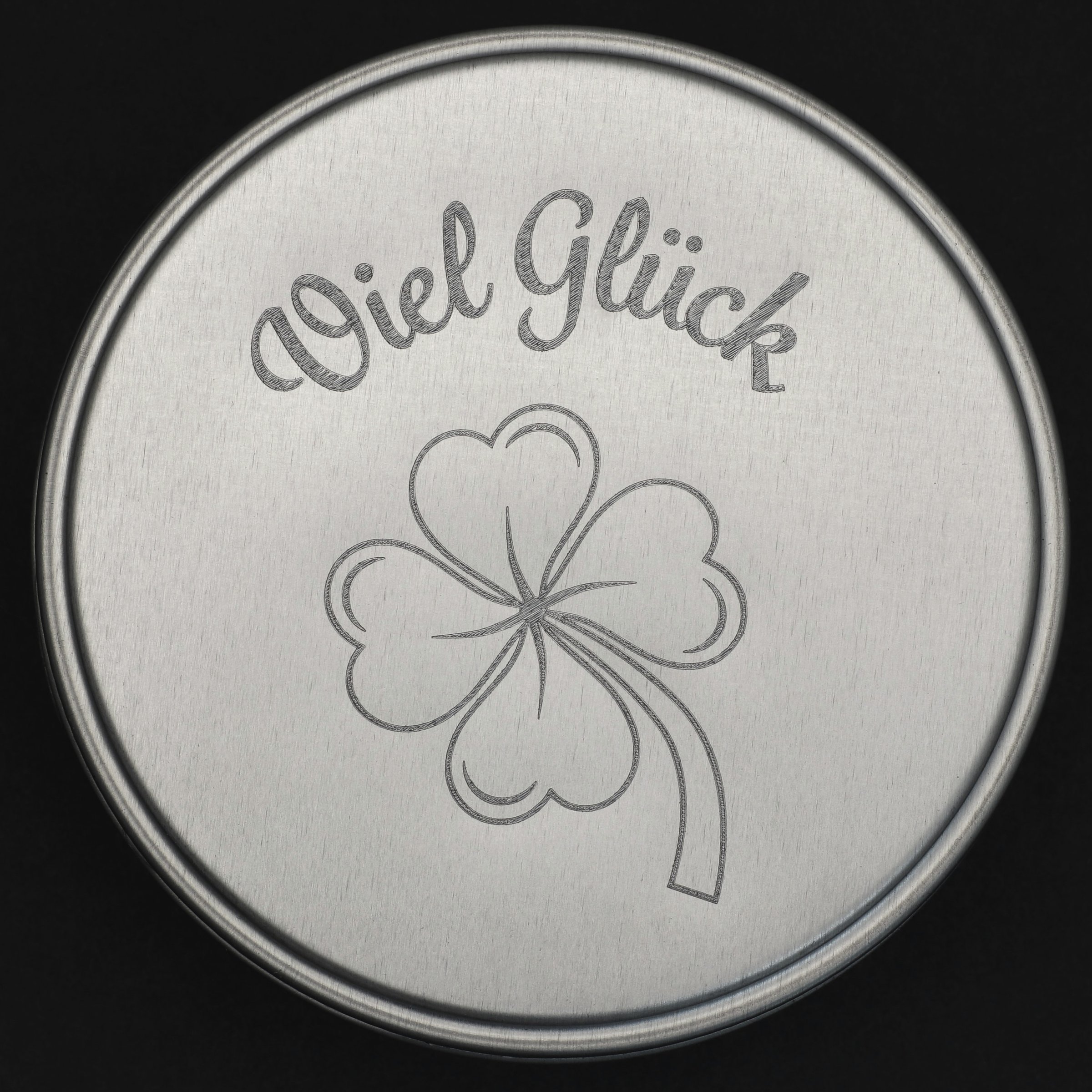 Geschenk-Box "Viel Glück" (rund, Ø: ca. 8 cm) - Detailansicht 1