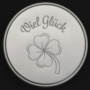 Geschenk-Box "Viel Glück" (rund, Ø: ca. 8 cm) - Miniaturansicht 2