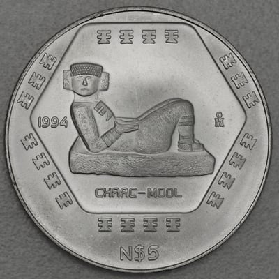 Silbermünze 1oz "Chaac Mool" 1994 Präkolumbische Kulturen – Maya (Mexiko) - Miniaturansicht 1
