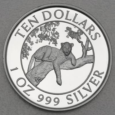 Silbermünze 1oz "Leopard" 1996 Big Five (Simbabwe) - Miniaturansicht 1