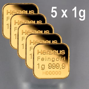 Goldbarren "MultiCard" (5x 1g Gold) HERAEUS - Miniaturansicht 3