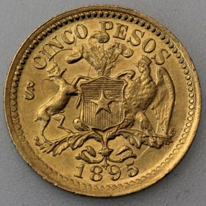 Goldmünze 5 Pesos "Liberty" 1895-1980 (Chile) - Miniaturansicht 4