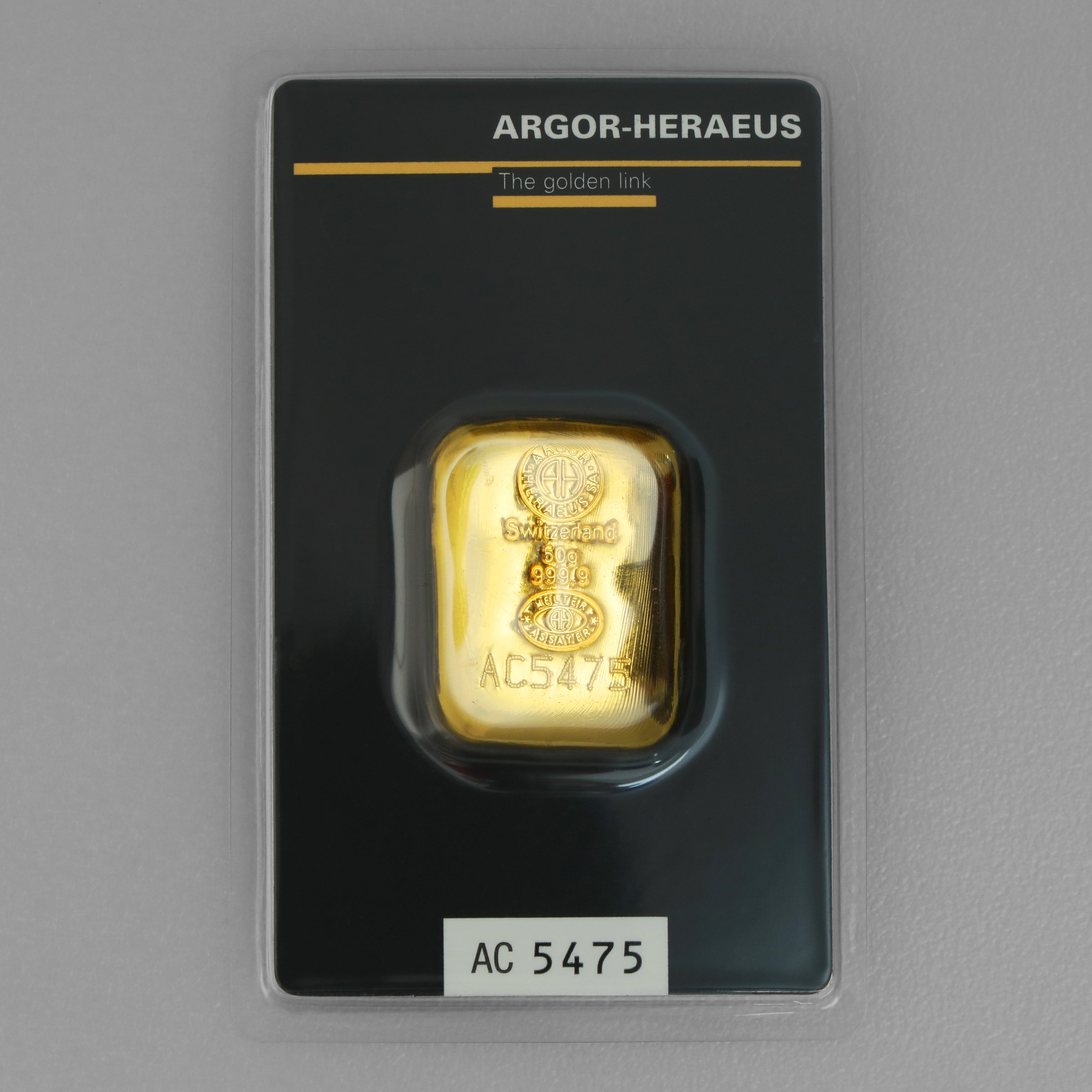 Goldbarren 50g ARGOR-HERAEUS gegossen - Hauptansicht