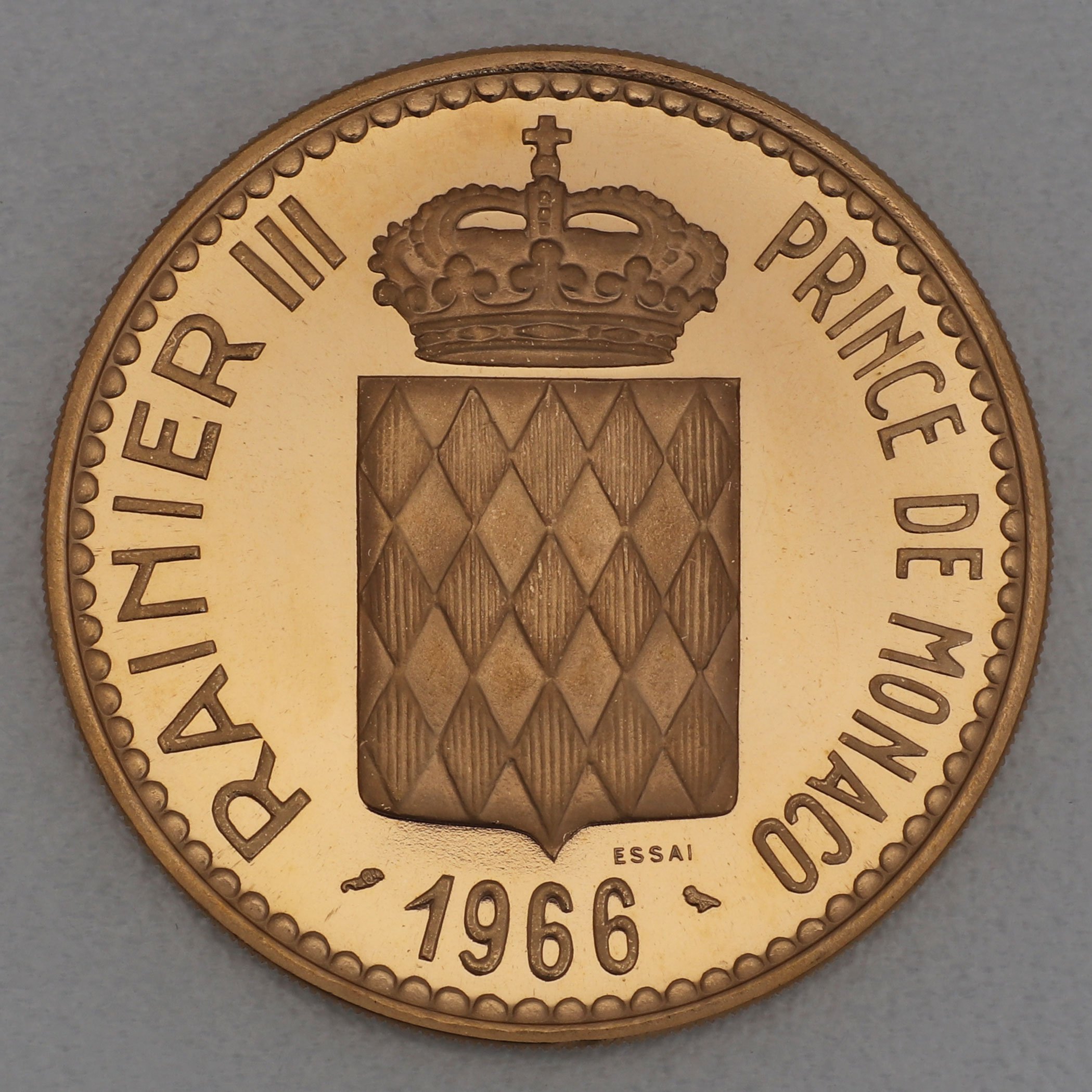 Goldmünze 10 Francs "Fürst Rainier III" 1966 (Monaco) - Hauptansicht