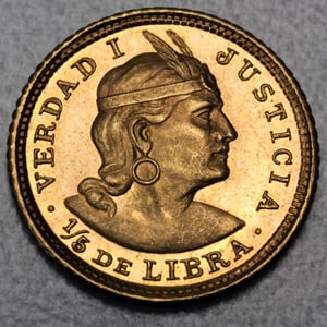 Goldmünze 1/5 Libra "Inka/Indianerkopf" (Peru) - Hauptansicht