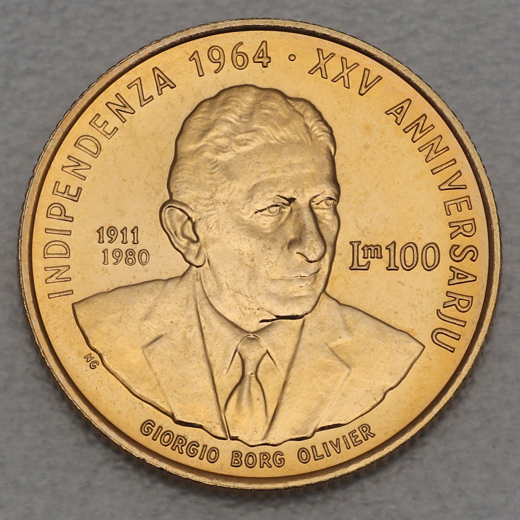 Goldmünze 100 Liri "Unabhängigkeit Malta" 1989 (Malta) - Hauptansicht