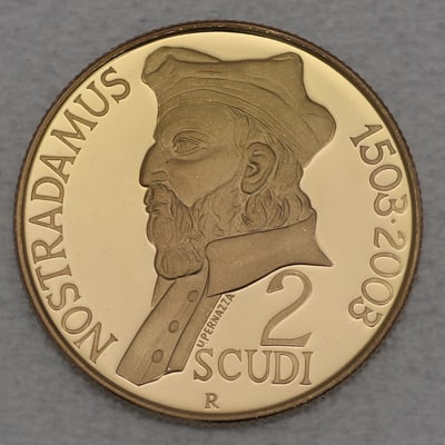 Goldmünze 2 Scudi "Nostradamus" 2003 (PP) 1503 bis 2003 - 500. Geburtstag (San Marino) - Miniaturansicht 1