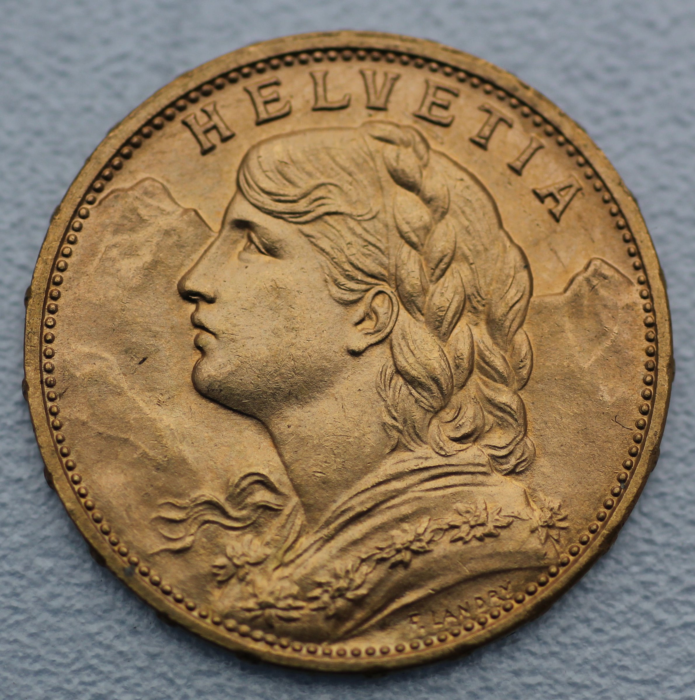 Goldmünze 20 SFR "Vreneli" (Schweiz) - Detailansicht 1