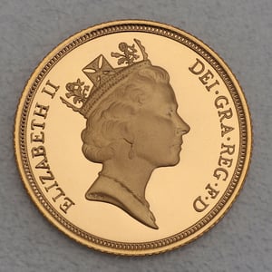 Goldmünze 1 Sovereign "Elizabeth II." 1990 (PP) (Großbritannien) - Miniaturansicht 3